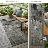 2' X 8' Gray Abstract Washable Indoor Outdoor Runner Rug