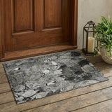 3' X 5' Gray Abstract Washable Indoor Outdoor Area Rug