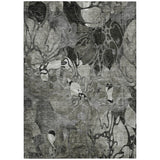 5' X 8' Gray Abstract Washable Indoor Outdoor Area Rug