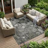 8' X 10' Gray Abstract Washable Indoor Outdoor Area Rug