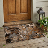 2' X 3' Chocolate Terracotta and Ivory Abstract Washable Indoor Outdoor Area Rug