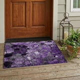 2' X 3' Purple Abstract Washable Indoor Outdoor Area Rug