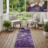 2' X 8' Purple Abstract Washable Indoor Outdoor Runner Rug