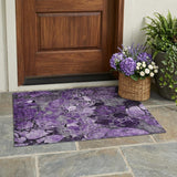 3' X 5' Purple Abstract Washable Indoor Outdoor Area Rug