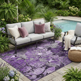 5' X 8' Purple Abstract Washable Indoor Outdoor Area Rug