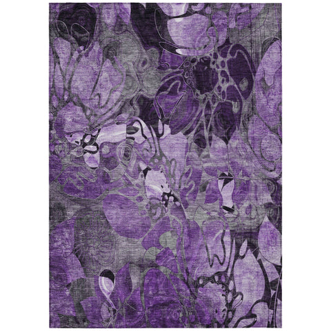 8' X 10' Purple Abstract Washable Indoor Outdoor Area Rug