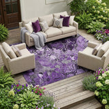 8' X 10' Purple Abstract Washable Indoor Outdoor Area Rug