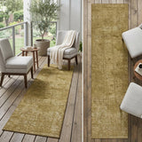 8' Runner Tan Abstract Washable Non Skid Indoor Outdoor Runner Rug