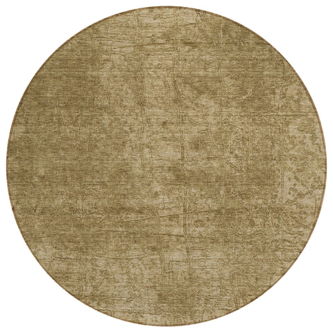 8' Round Tan Round Abstract Washable Non Skid Indoor Outdoor Area Rug