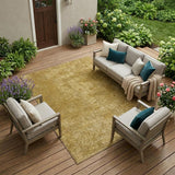 8' X 10' Tan Abstract Washable Non Skid Indoor Outdoor Area Rug