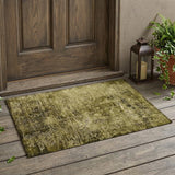 2' X 3' Green Abstract Washable Non Skid Indoor Outdoor Area Rug
