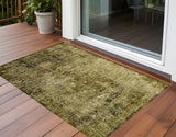 3' X 5' Green Abstract Washable Non Skid Indoor Outdoor Area Rug