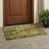 3' X 5' Green Abstract Washable Non Skid Indoor Outdoor Area Rug