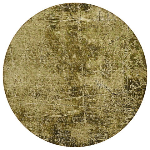 8' Green Round Abstract Washable Indoor Outdoor Area Rug
