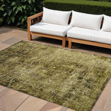 8' X 10' Green Abstract Washable Non Skid Indoor Outdoor Area Rug