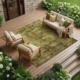 8' X 10' Green Abstract Washable Non Skid Indoor Outdoor Area Rug