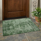 3' X 5' Emerald Abstract Washable Non Skid Indoor Outdoor Area Rug