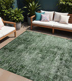 8' X 10' Emerald Abstract Washable Non Skid Indoor Outdoor Area Rug