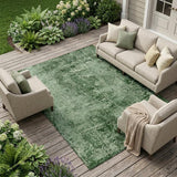 8' X 10' Emerald Abstract Washable Non Skid Indoor Outdoor Area Rug