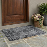 3' X 5' Gray Abstract Washable Non Skid Indoor Outdoor Area Rug