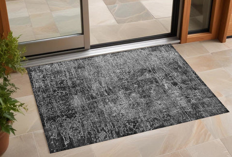 3' X 5' Gray Abstract Washable Non Skid Indoor Outdoor Area Rug