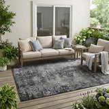 5' X 8' Gray Abstract Washable Non Skid Indoor Outdoor Area Rug
