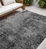 5' X 8' Gray Abstract Washable Non Skid Indoor Outdoor Area Rug