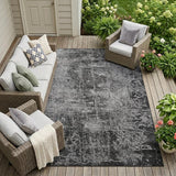 8' X 10' Gray Abstract Washable Non Skid Indoor Outdoor Area Rug