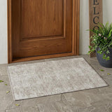 2' X 3' Ivory Abstract Washable Non Skid Indoor Outdoor Area Rug