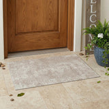 3' X 5' Ivory Abstract Washable Non Skid Indoor Outdoor Area Rug