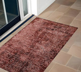2' X 3' Merlot Abstract Washable Non Skid Indoor Outdoor Area Rug