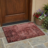 2' X 3' Merlot Abstract Washable Non Skid Indoor Outdoor Area Rug