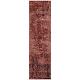 8' Runner Merlot Abstract Washable Non Skid Indoor Outdoor Runner Rug