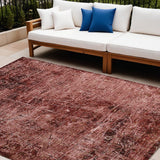 8' X 10' Merlot Abstract Washable Non Skid Indoor Outdoor Area Rug