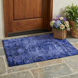 3' X 5' Navy Blue Abstract Washable Non Skid Indoor Outdoor Area Rug