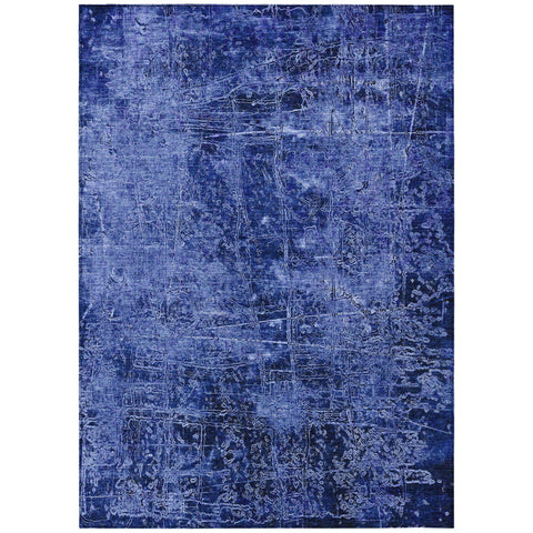 3' X 5' Navy Blue Abstract Washable Non Skid Indoor Outdoor Area Rug