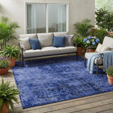 5' X 8' Navy Blue Abstract Washable Non Skid Indoor Outdoor Area Rug
