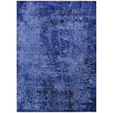 5' X 8' Navy Blue Abstract Washable Non Skid Indoor Outdoor Area Rug