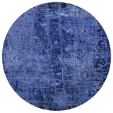 8' Round Navy Blue Round Abstract Washable Non Skid Indoor Outdoor Area Rug