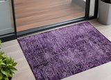 2' X 3' Purple Abstract Washable Non Skid Indoor Outdoor Area Rug