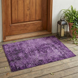 3' X 5' Purple Abstract Washable Non Skid Indoor Outdoor Area Rug