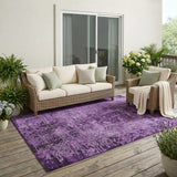 5' X 8' Purple Abstract Washable Non Skid Indoor Outdoor Area Rug