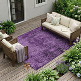 8' X 10' Purple Abstract Washable Non Skid Indoor Outdoor Area Rug