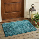 2' X 3' Teal Abstract Washable Non Skid Indoor Outdoor Area Rug