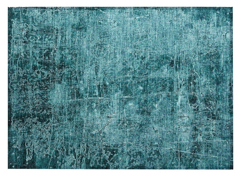 2' X 3' Teal Abstract Washable Non Skid Indoor Outdoor Area Rug