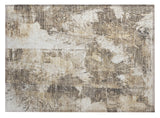 2' X 3' Taupe and Ivory Floral Washable Non Skid Indoor Outdoor Area Rug