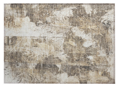 2' X 3' Taupe and Ivory Floral Washable Non Skid Indoor Outdoor Area Rug
