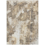 5' X 8' Taupe and Ivory Floral Washable Non Skid Indoor Outdoor Area Rug