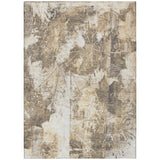 8' X 10' Taupe and Ivory Floral Washable Non Skid Indoor Outdoor Area Rug