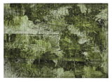 2' X 3' Green Floral Washable Non Skid Indoor Outdoor Area Rug